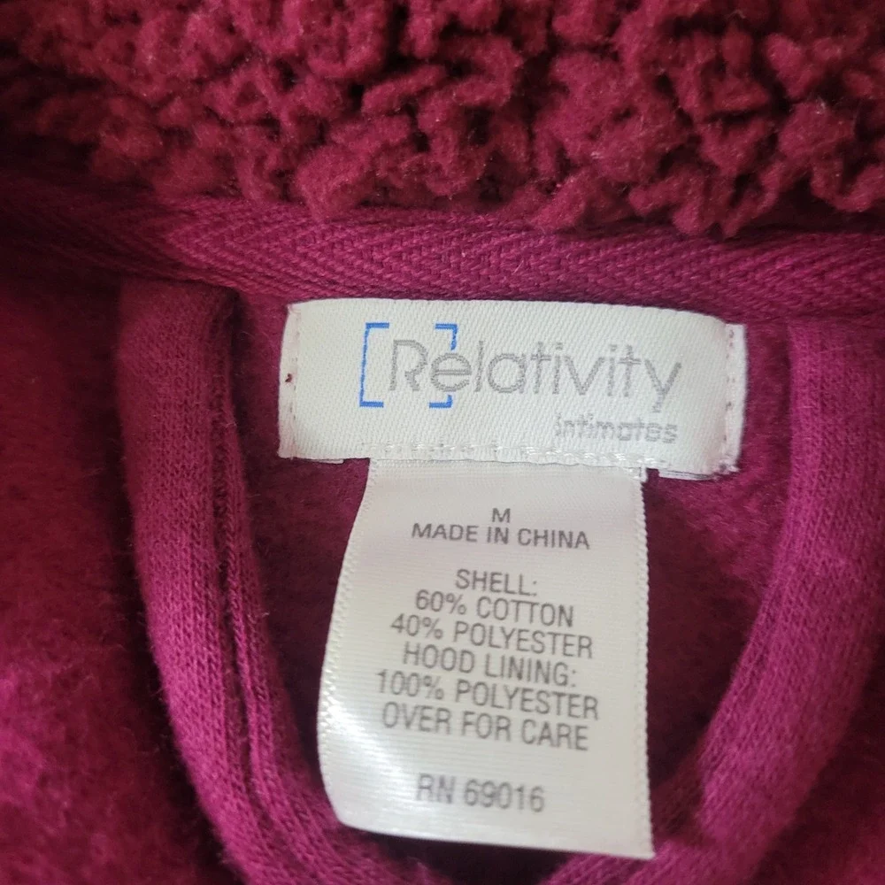 Relativity Size Medium Robe Set Womens Hooded Sherpa Trim Fleece 2-Pack RE1F173M